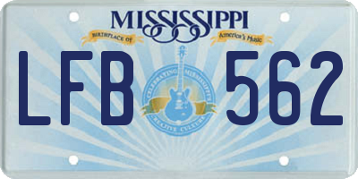 MS license plate LFB562