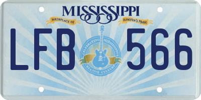 MS license plate LFB566