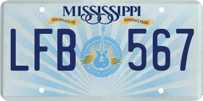 MS license plate LFB567