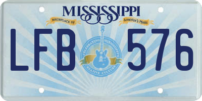 MS license plate LFB576