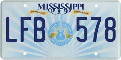 MS license plate LFB578