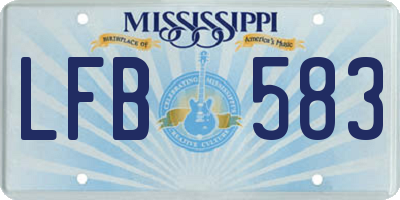 MS license plate LFB583