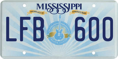 MS license plate LFB600