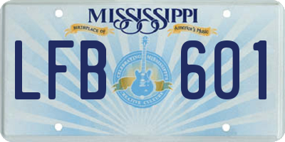 MS license plate LFB601