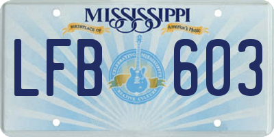 MS license plate LFB603
