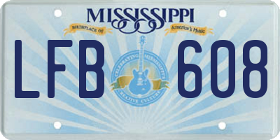 MS license plate LFB608