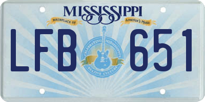 MS license plate LFB651