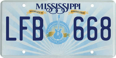 MS license plate LFB668