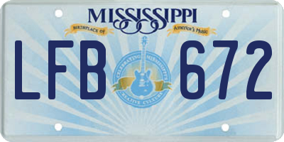 MS license plate LFB672