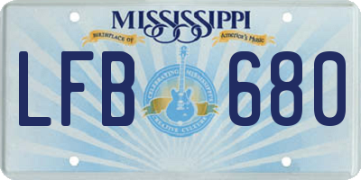 MS license plate LFB680