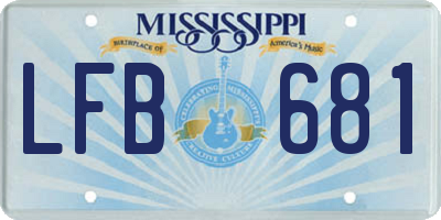 MS license plate LFB681
