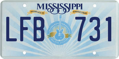 MS license plate LFB731
