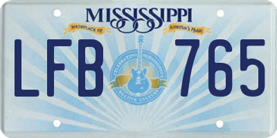 MS license plate LFB765