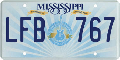 MS license plate LFB767