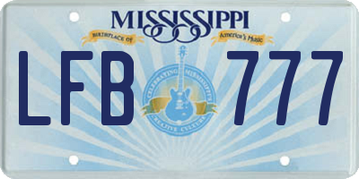 MS license plate LFB777