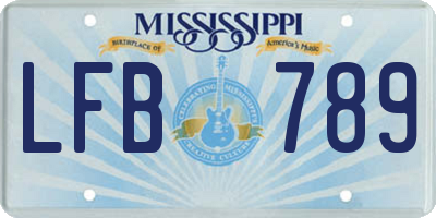 MS license plate LFB789