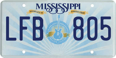 MS license plate LFB805