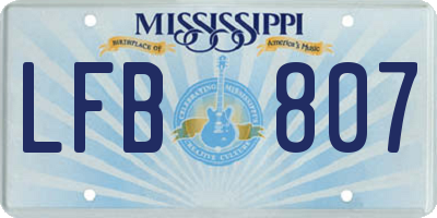 MS license plate LFB807