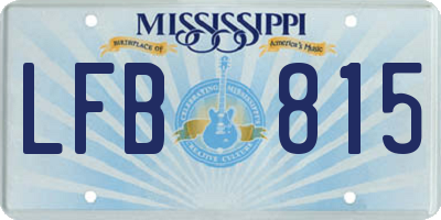 MS license plate LFB815