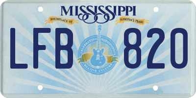 MS license plate LFB820