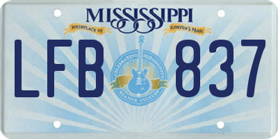 MS license plate LFB837