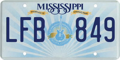 MS license plate LFB849
