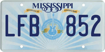 MS license plate LFB852