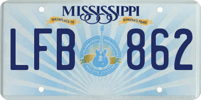 MS license plate LFB862