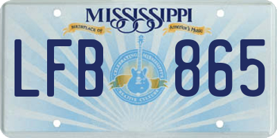 MS license plate LFB865