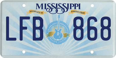 MS license plate LFB868