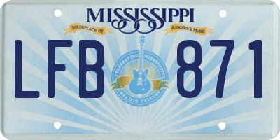 MS license plate LFB871