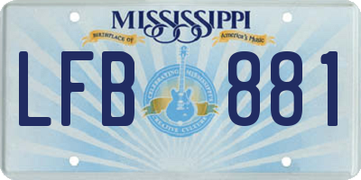 MS license plate LFB881