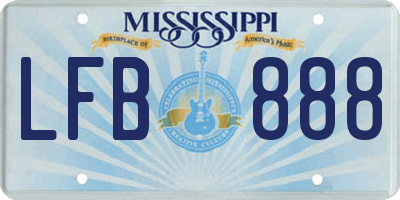 MS license plate LFB888