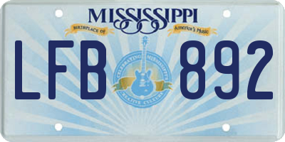 MS license plate LFB892