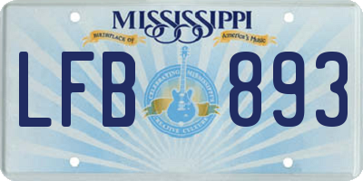 MS license plate LFB893