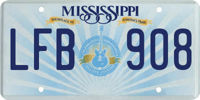 MS license plate LFB908
