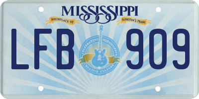 MS license plate LFB909
