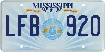 MS license plate LFB920