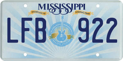 MS license plate LFB922