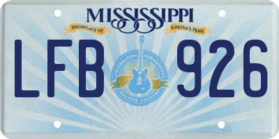 MS license plate LFB926