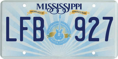 MS license plate LFB927