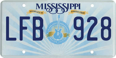 MS license plate LFB928