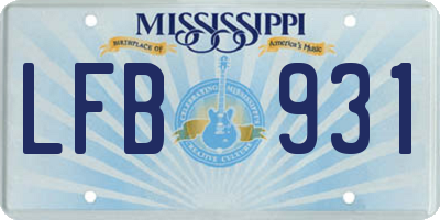 MS license plate LFB931