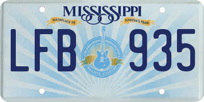 MS license plate LFB935
