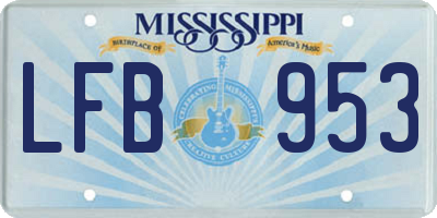 MS license plate LFB953