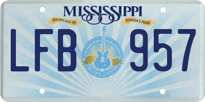 MS license plate LFB957