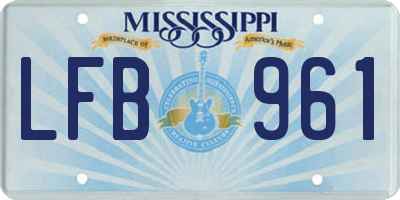 MS license plate LFB961