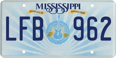 MS license plate LFB962