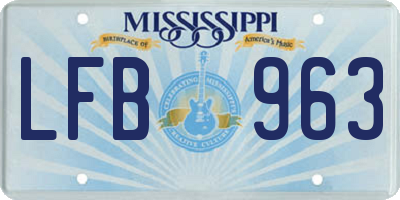 MS license plate LFB963