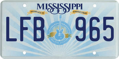 MS license plate LFB965